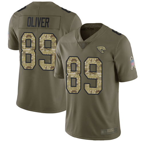 Nike Jacksonville Jaguars #89 Josh Oliver Olive Camo Men Stitched NFL Limited 2017 Salute To Service Jersey->jacksonville jaguars->NFL Jersey